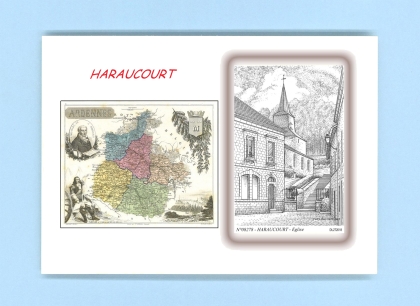 Cartes Postales impression Noir avec dpartement sur la ville de HARAUCOURT Titre : eglise