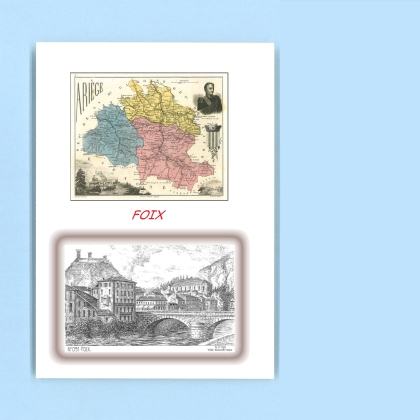 Cartes Postales impression Noir avec dpartement sur la ville de FOIX Titre : vue