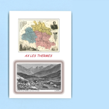 Cartes Postales impression Noir avec dpartement sur la ville de AX LES THERMES Titre : vue