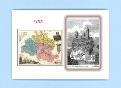 Cartes Postales impression Noir avec dpartement sur la ville de FOIX Titre : chateau