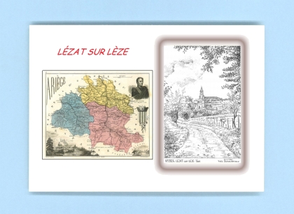 Cartes Postales impression Noir avec dpartement sur la ville de LEZAT SUR LEZE Titre : vue