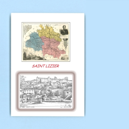 Cartes Postales impression Noir avec dpartement sur la ville de ST LIZIER Titre : vue
