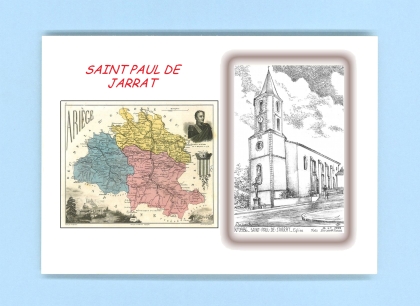 Cartes Postales impression Noir avec dpartement sur la ville de ST PAUL DE JARRAT Titre : eglise