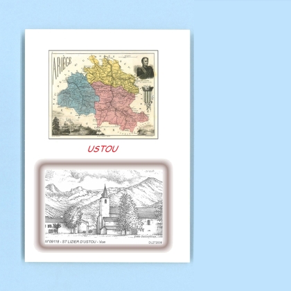 Cartes Postales impression Noir avec dpartement sur la ville de USTOU Titre : vue de st lizier d ustou