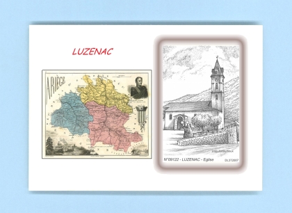 Cartes Postales impression Noir avec dpartement sur la ville de LUZENAC Titre : eglise