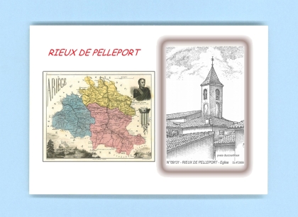 Cartes Postales impression Noir avec dpartement sur la ville de RIEUX DE PELLEPORT Titre : eglise