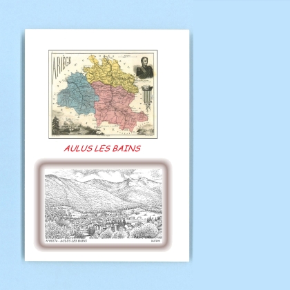 Cartes Postales impression Noir avec dpartement sur la ville de AULUS LES BAINS Titre : vue