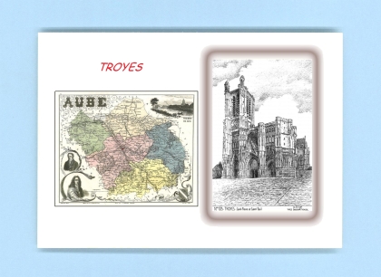 Cartes Postales impression Noir avec dpartement sur la ville de TROYES Titre : st pierre et st paul