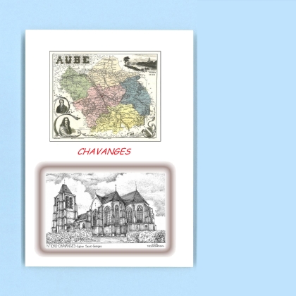 Cartes Postales impression Noir avec dpartement sur la ville de CHAVANGES Titre : eglise st georges