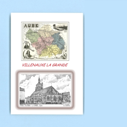 Cartes Postales impression Noir avec dpartement sur la ville de VILLENAUXE LA GRANDE Titre : eglise