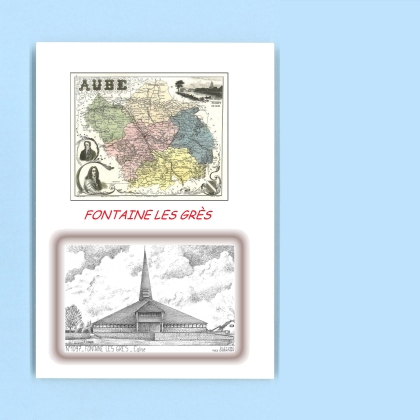 Cartes Postales impression Noir avec dpartement sur la ville de FONTAINE LES GRES Titre : eglise