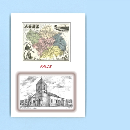 Cartes Postales impression Noir avec dpartement sur la ville de PALIS Titre : eglise