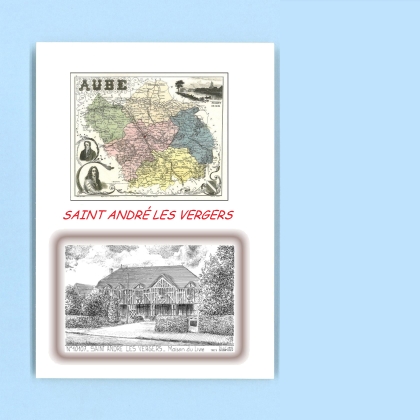 Cartes Postales impression Noir avec dpartement sur la ville de ST ANDRE LES VERGERS Titre : maison du livre