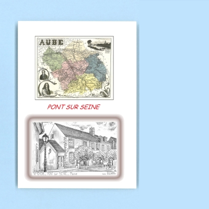 Cartes Postales impression Noir avec dpartement sur la ville de PONT SUR SEINE Titre : mairie