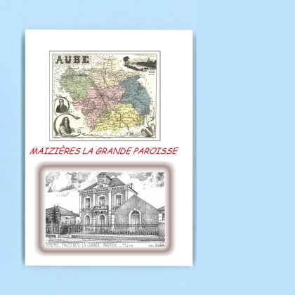 Cartes Postales impression Noir avec dpartement sur la ville de MAIZIERES LA GRANDE PAROISSE Titre : mairie