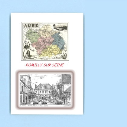Cartes Postales impression Noir avec dpartement sur la ville de ROMILLY SUR SEINE Titre : gare