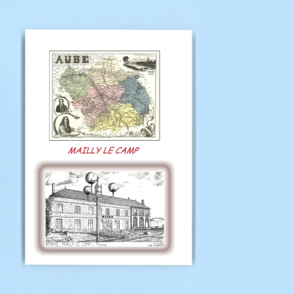 Cartes Postales impression Noir avec dpartement sur la ville de MAILLY LE CAMP Titre : mairie