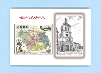 Cartes Postales impression Noir avec dpartement sur la ville de RIGNY LE FERRON Titre : eglise