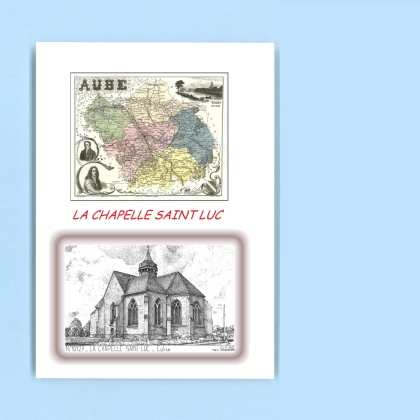 Cartes Postales impression Noir avec dpartement sur la ville de LA CHAPELLE ST LUC Titre : eglise