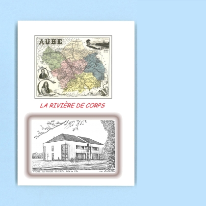 Cartes Postales impression Noir avec dpartement sur la ville de LA RIVIERE DE CORPS Titre : hotel de ville
