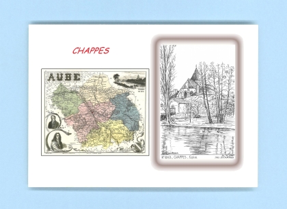 Cartes Postales impression Noir avec dpartement sur la ville de CHAPPES Titre : eglise