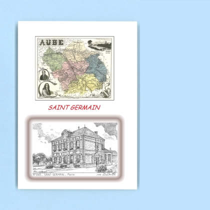 Cartes Postales impression Noir avec dpartement sur la ville de ST GERMAIN Titre : mairie