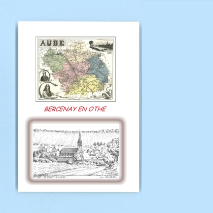 Cartes Postales impression Noir avec dpartement sur la ville de BERCENAY EN OTHE Titre : vue