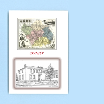 Cartes Postales impression Noir avec dpartement sur la ville de CRANCEY Titre : mairie