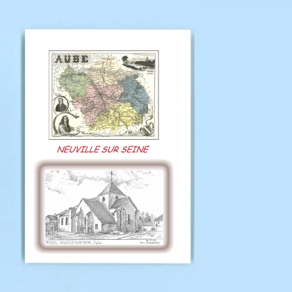 Cartes Postales impression Noir avec dpartement sur la ville de NEUVILLE SUR SEINE Titre : eglise