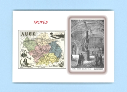 Cartes Postales impression Noir avec dpartement sur la ville de TROYES Titre : eglise st nicolas