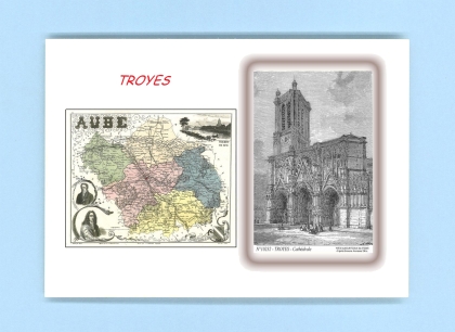 Cartes Postales impression Noir avec dpartement sur la ville de TROYES Titre : cathedrale