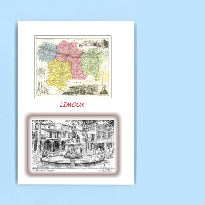 Cartes Postales impression Noir avec dpartement sur la ville de LIMOUX Titre : fontaine