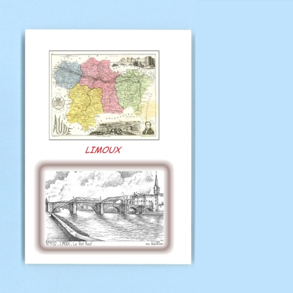 Cartes Postales impression Noir avec dpartement sur la ville de LIMOUX Titre : le pont neuf