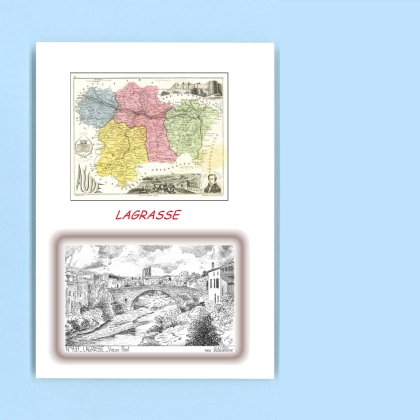 Cartes Postales impression Noir avec dpartement sur la ville de LAGRASSE Titre : vieux pont