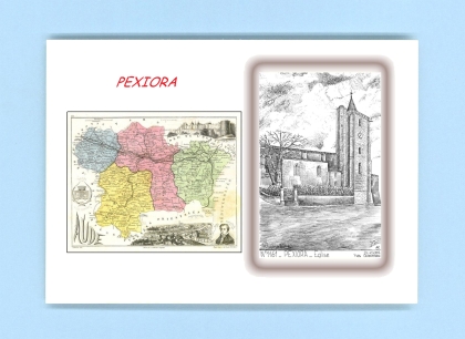 Cartes Postales impression Noir avec dpartement sur la ville de PEXIORA Titre : eglise