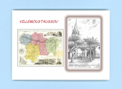 Cartes Postales impression Noir avec dpartement sur la ville de VILLEMOUSTAUSSOU Titre : eglise