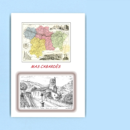 Cartes Postales impression Noir avec dpartement sur la ville de MAS CABARDES Titre : eglise (d apres ca)