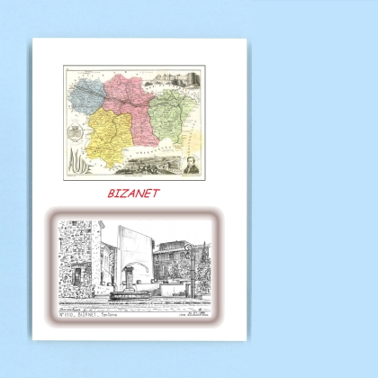Cartes Postales impression Noir avec dpartement sur la ville de BIZANET Titre : fontaine