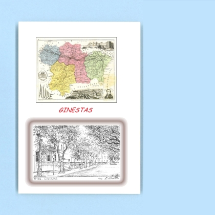 Cartes Postales impression Noir avec dpartement sur la ville de GINESTAS Titre : vue