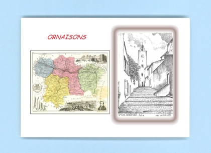 Cartes Postales impression Noir avec dpartement sur la ville de ORNAISONS Titre : eglise