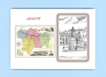 Cartes Postales impression Noir avec dpartement sur la ville de LEUCATE Titre : statue