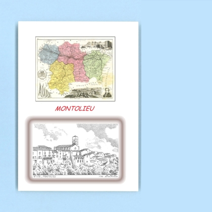 Cartes Postales impression Noir avec dpartement sur la ville de MONTOLIEU Titre : vue