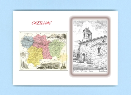Cartes Postales impression Noir avec dpartement sur la ville de CAZILHAC Titre : eglise