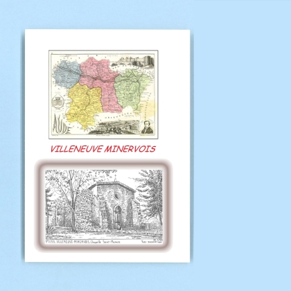 Cartes Postales impression Noir avec dpartement sur la ville de VILLENEUVE MINERVOIS Titre : chapelle st mames