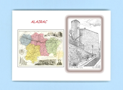 Cartes Postales impression Noir avec dpartement sur la ville de ALAIRAC Titre : eglise