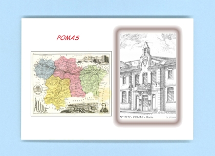 Cartes Postales impression Noir avec dpartement sur la ville de POMAS Titre : mairie