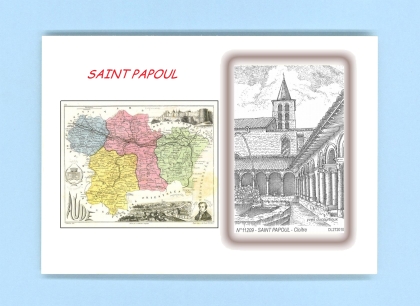 Cartes Postales impression Noir avec dpartement sur la ville de ST PAPOUL Titre : cloitre