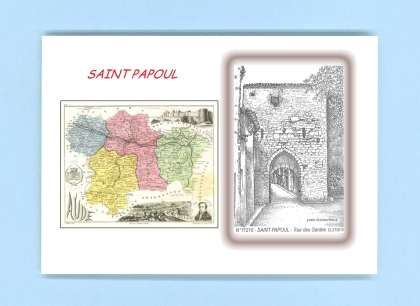 Cartes Postales impression Noir avec dpartement sur la ville de ST PAPOUL Titre : tour des gardes