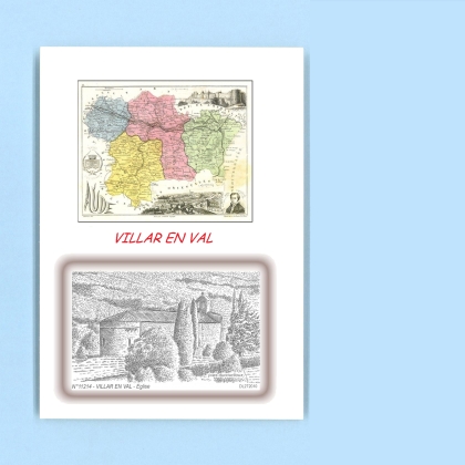 Cartes Postales impression Noir avec dpartement sur la ville de VILLAR EN VAL Titre : eglise