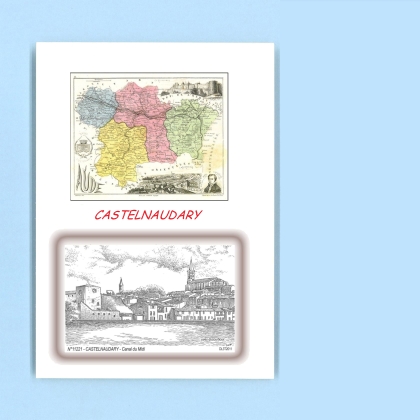 Cartes Postales impression Noir avec dpartement sur la ville de CASTELNAUDARY Titre : canal du midi